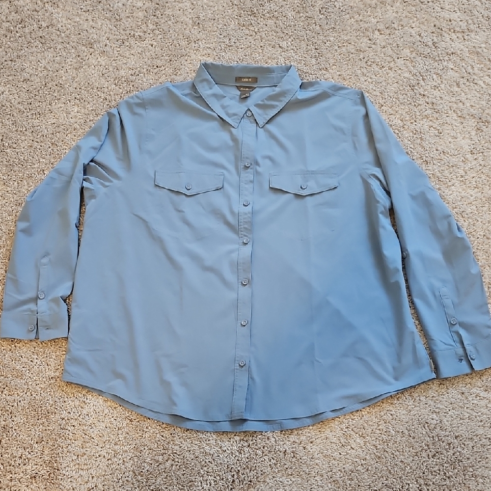 Eddie Bauer Light Blue Button-Down Departure Shirt XXL